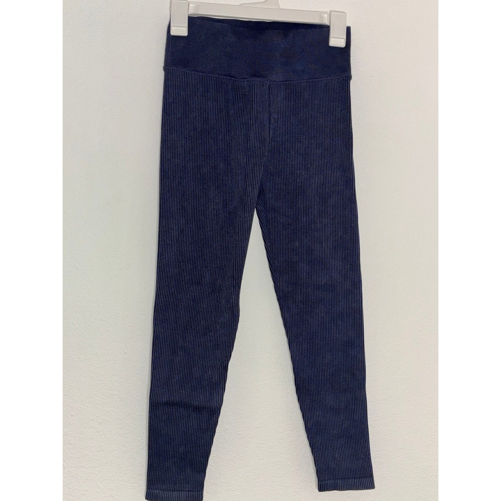 Offline by Aerie Ribbed Seamless 7/8 High Waisted Leggings Navy Blue Acid Wash S